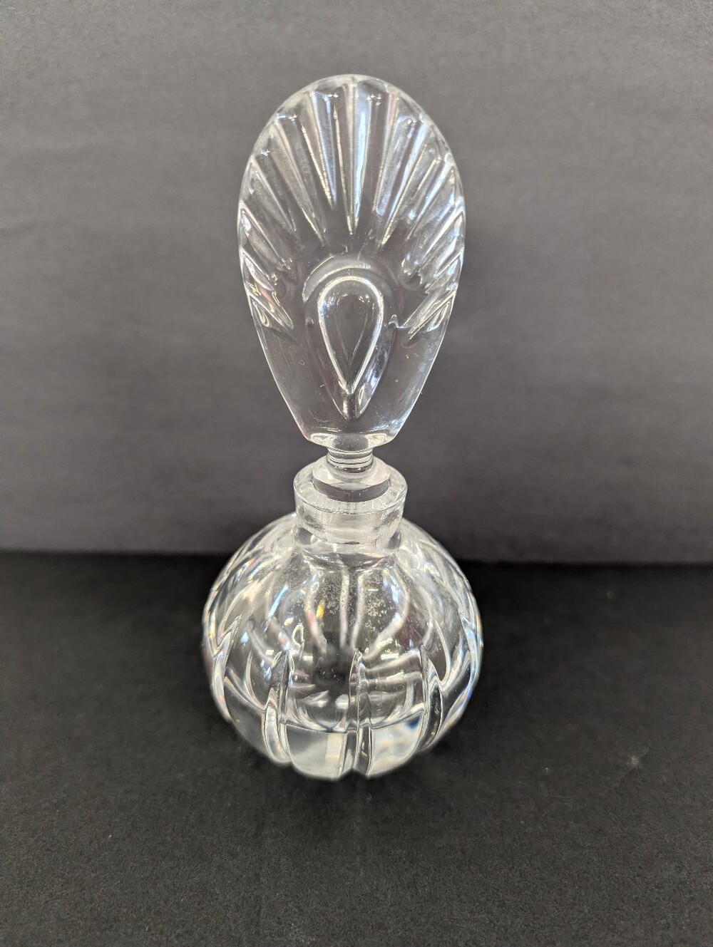 VINTAGE Perfume Cut Crystal Glass Perfume Bottle - Clear